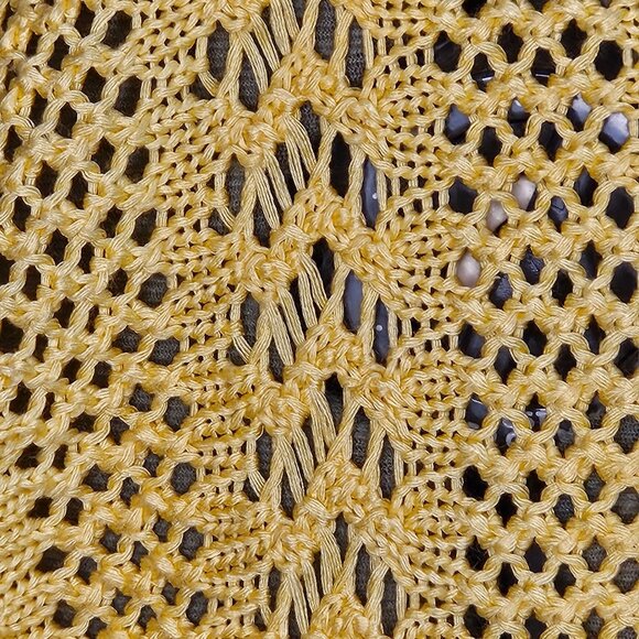 Womans Cato boho-chic butter yellow open knit pattern light weight cardigan 22/2 - Picture 5 of 11